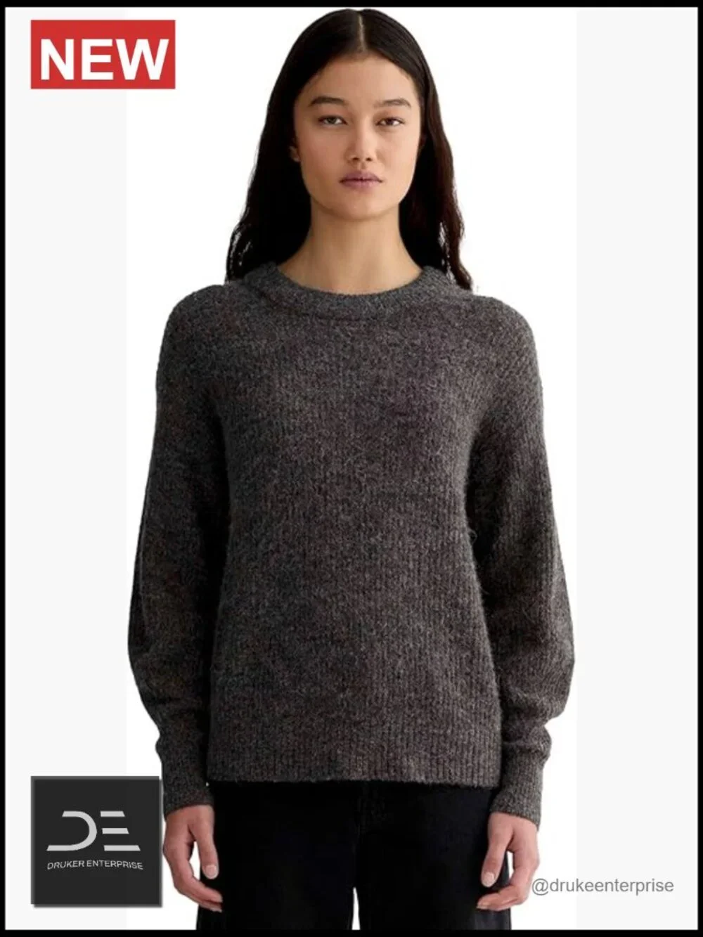 Alpaca Blend Crewneck Pullover Sweater Relaxed Fit